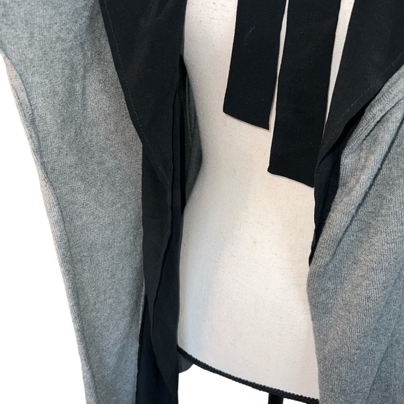 Left on Houston Silk Layered Office Attire Grey Black Cardigan Style Blouse - Picture 3 of 7